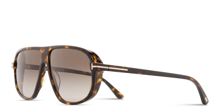 Shop TOM FORD T Logo Aviator Sunglasses in Havana online.