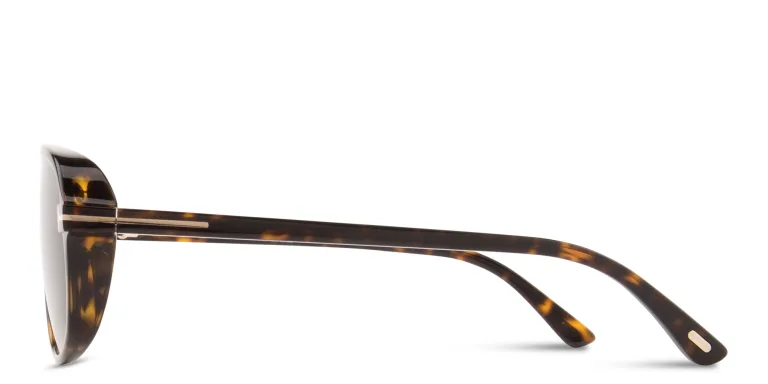 Shop TOM FORD T Logo Aviator Sunglasses in Havana online.