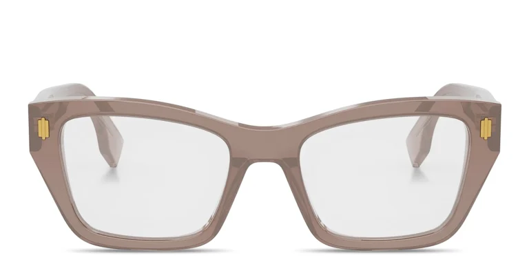 Shop FENDI Fendi Roma Square Eyeglasses in Brown online.