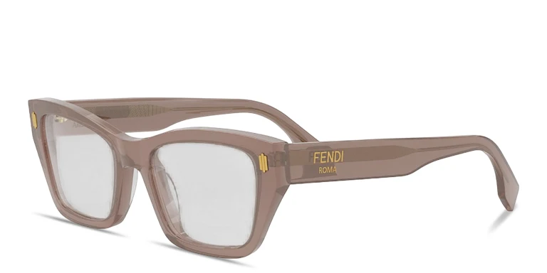 Shop FENDI Fendi Roma Square Eyeglasses in Brown online.