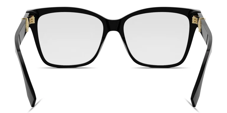 Shop FENDI FF Diamonds Wide Square Eyeglasses in Black online.