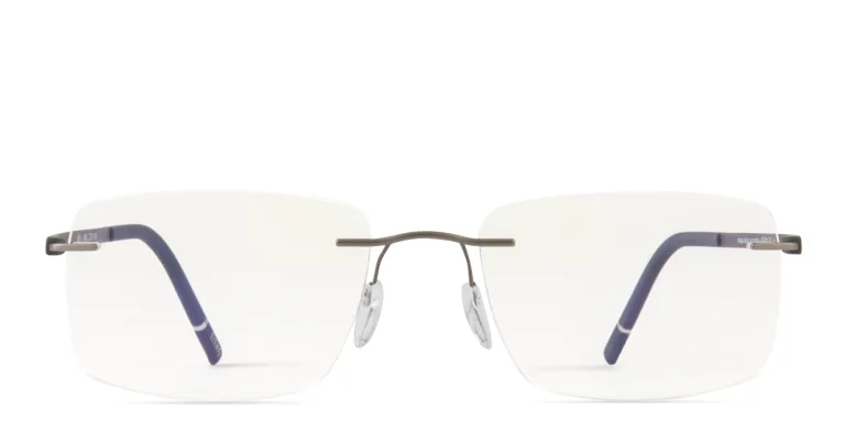 Shop Silhouette The Dawn Wide Rimless Square Eyeglasses in Silver online.