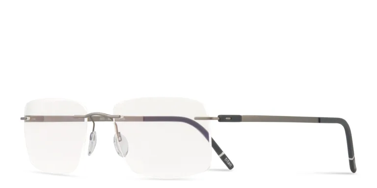 Shop Silhouette The Dawn Wide Rimless Square Eyeglasses in Silver online.