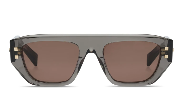 Shop BALMAIN B-Army II Unisex Rectangle Sunglasses in Grey online.