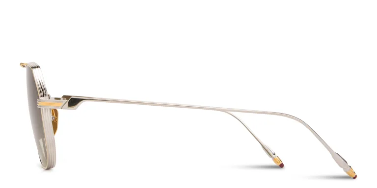 Shop JACQUES MARIE MAGE Reynold Unisex Aviator Sunglasses in Silver online.