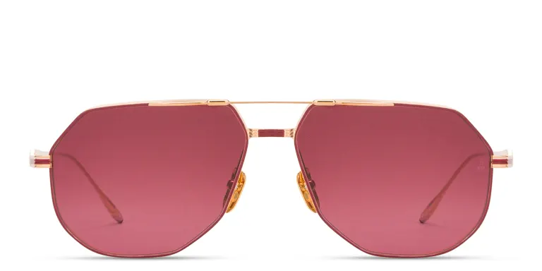 Shop JACQUES MARIE MAGE Reynold Unisex Aviator Sunglasses in Gold online.