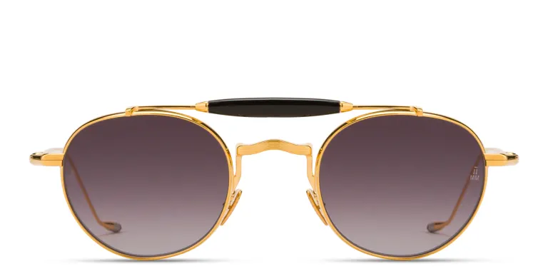 Shop JACQUES MARIE MAGE Dasan Unisex Round Sunglasses in Gold online.