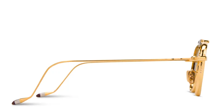 Shop JACQUES MARIE MAGE Dasan Unisex Round Sunglasses in Gold online.