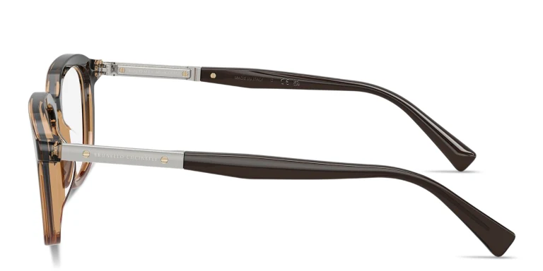 Shop BRUNELLO CUCINELLI Unisex Square Eyeglasses in Brown online.