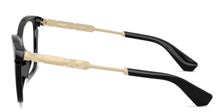 Shop BURBERRY Engraved Logo Cat-Eye Eyeglasses in Black online.