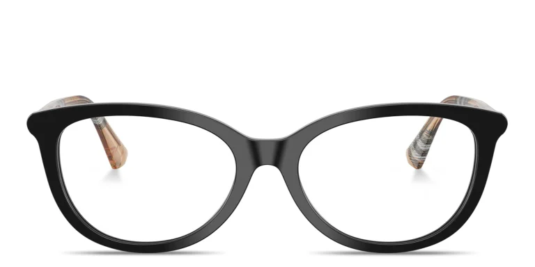 Shop BURBERRY Vintage Check Cat-Eye Eyeglasses in Black online.