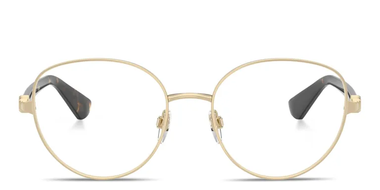Shop BURBERRY Logo Signature Panthos Eyeglasses in Gold online.