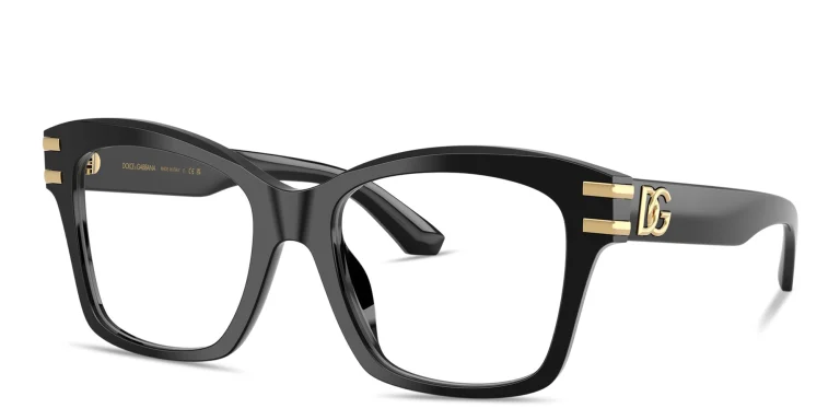 Shop Dolce & Gabbana DG Motif Square Eyeglasses in Black online.