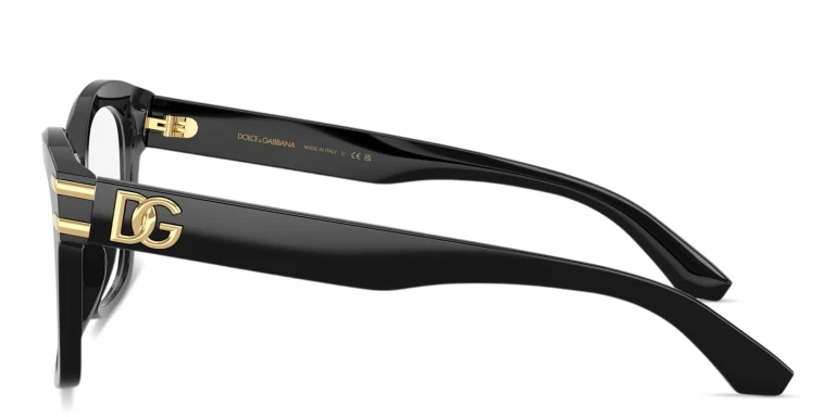 Shop Dolce & Gabbana DG Motif Square Eyeglasses in Black online.