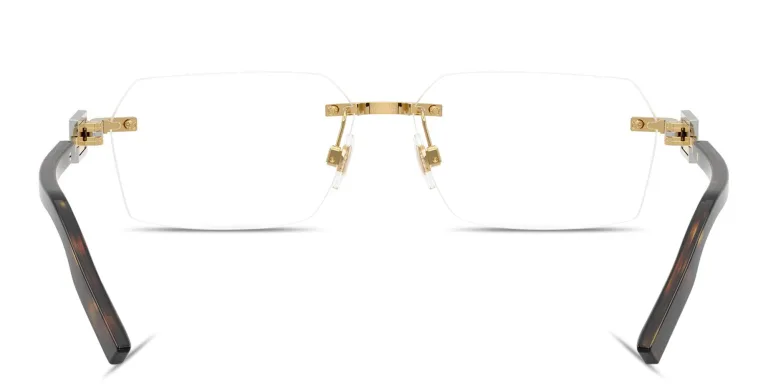 Shop Dolce & Gabbana Logo Signature Rimless Wide Rectangle Eyeglasses in Gold online.