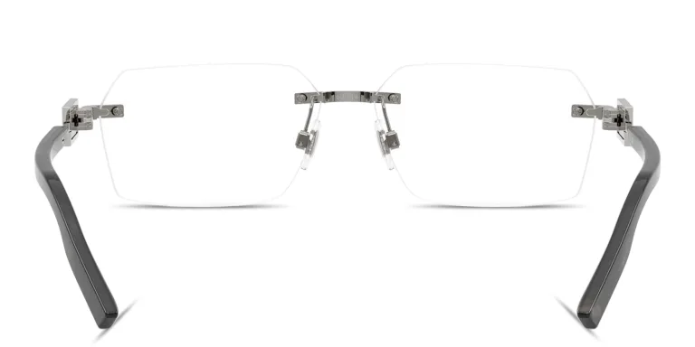 Shop Dolce & Gabbana Logo Signature Rimless Wide Rectangle Eyeglasses in Gunmetal online.