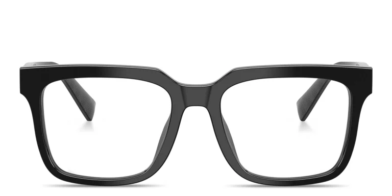 Shop Dolce & Gabbana Logo Lettering Square Eyeglasses in Black online.