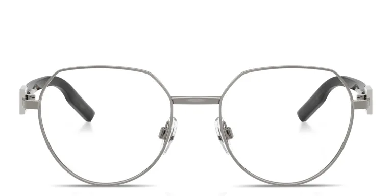 Shop Dolce & Gabbana Logo Signature Panthos Eyeglasses in Gunmetal online.
