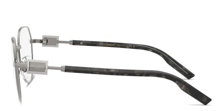 Shop Dolce & Gabbana Logo Signature Panthos Eyeglasses in Gunmetal online.