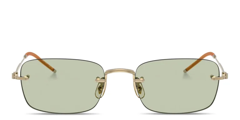 Shop OLIVER PEOPLES Unisex Rimless Rectangle Eyeglasses in Gold online.