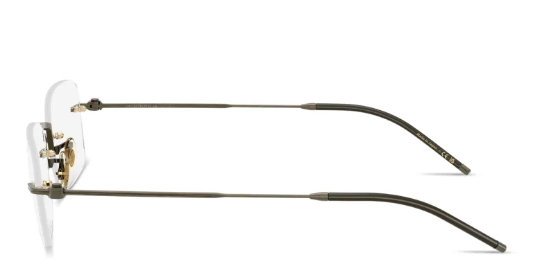 Shop OLIVER PEOPLES Unisex Rimless Rectangle Eyeglasses in Gold online.