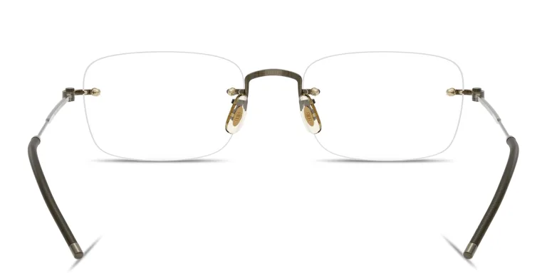 Shop OLIVER PEOPLES Unisex Rimless Rectangle Eyeglasses in Gold online.