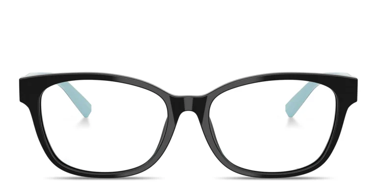 Shop TIFFANY T Motif Wide Square Eyeglasses in Black online.