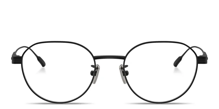 Shop Moncler Logo Signature Unisex Round Eyeglasses in Black online.