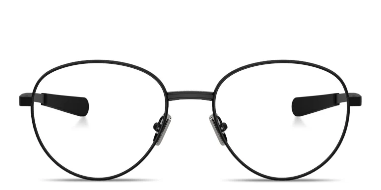 Shop Moncler Logo Signature Unisex Panthos Eyeglasses in Black online.