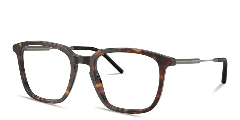 Shop Moncler Logo Signature Unisex Panthos Eyeglasses in Havana online.
