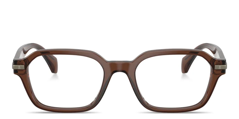 Shop Moncler Logo Signature Unisex Irregular Eyeglasses in Brown online.