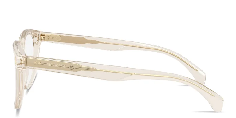 Shop Moncler Logo Signature Unisex Square Eyeglasses in Gold online.