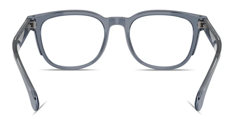 Shop Moncler Logo Signature Unisex Square Eyeglasses in Blue online.