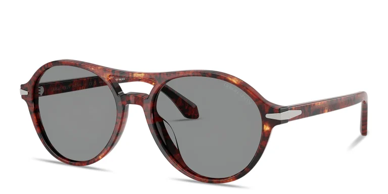 Shop GIORGIO ARMANI Logo Round Sunglasses in Havana online.