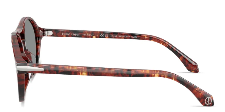 Shop GIORGIO ARMANI Logo Round Sunglasses in Havana online.