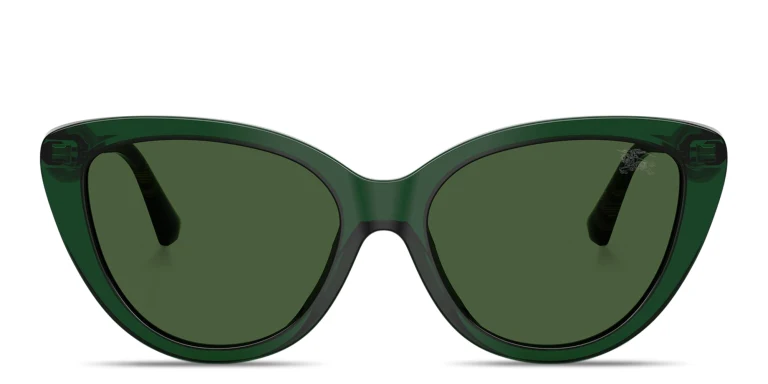 Shop BURBERRY Logo Lettering Cat-Eye Sunglasses in Green online.