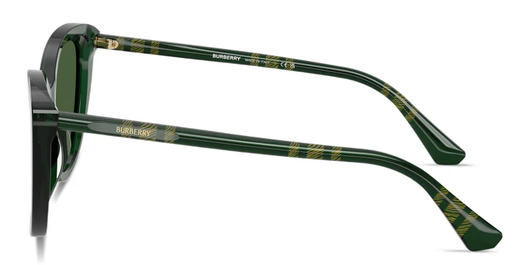 Shop BURBERRY Logo Lettering Cat-Eye Sunglasses in Green online.