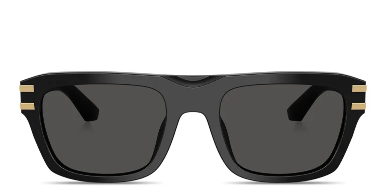 Shop Dolce & Gabbana DG Motif Rectangle Sunglasses in Black online.