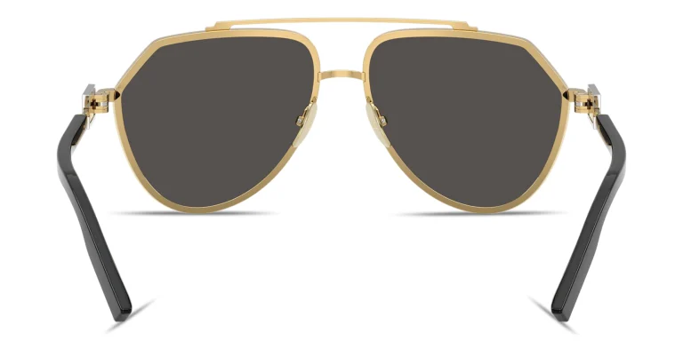 Shop Dolce & Gabbana Logo Signature Aviator Sunglasses in Gold online.
