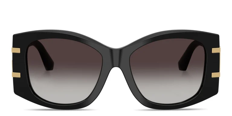 Shop Dolce & Gabbana DG Logo Cat-Eye Sunglasses in Black online.