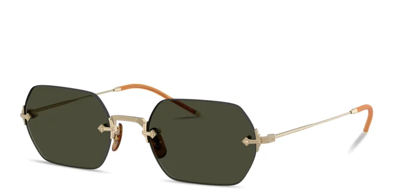 Shop OLIVER PEOPLES TK-13 Unisex Rimless Irregular Sunglasses in Gold online.