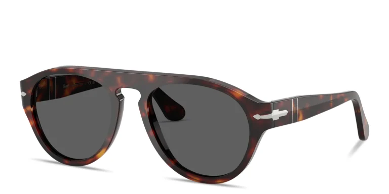 Shop PERSOL Arrow Emblem Unisex Aviator Sunglasses in Havana online.