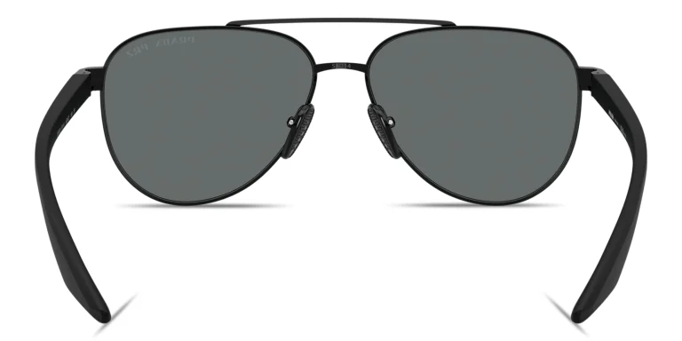 Shop Prada Linea Rossa Logo Signature Aviator Sunglasses in Black online.