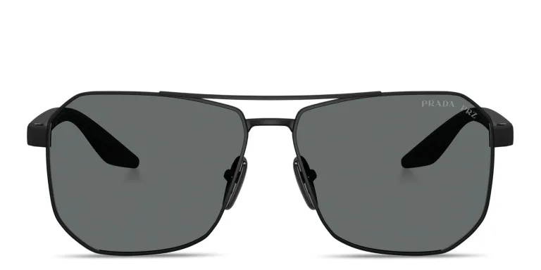Shop Prada Linea Rossa Logo Signature Pilot Sunglasses in Black online.