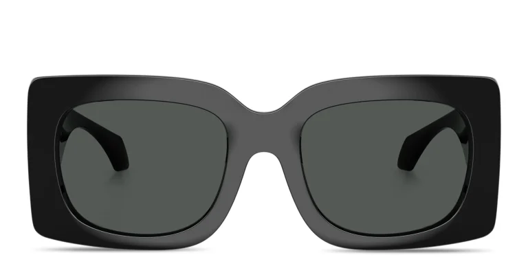 Shop VERSACE Logo Signature Oversized Square Sunglasses in Black online.