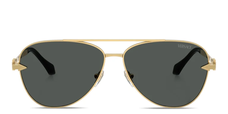 Shop VERSACE Avanti Pilot Sunglasses in Gold online.