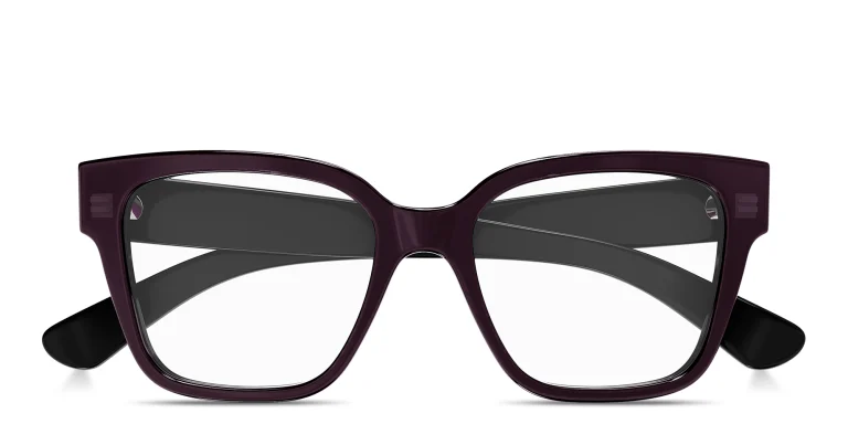 Shop GUCCI Logo Signature Square Eyeglasses in Black online.