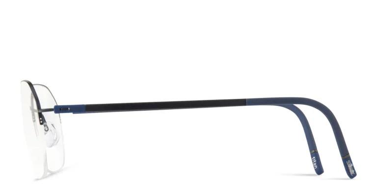 Shop Silhouette Dynamic Dawn Unisex Half-Rim Irregular Eyeglasses in Blue online.