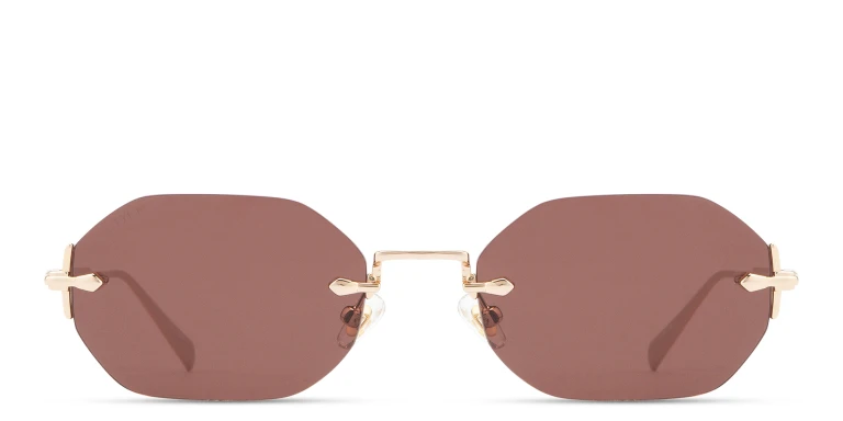 Shop EYE'M Rimless Irregular Sunglasses in Gold online.