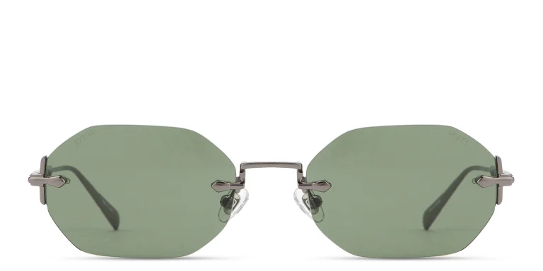 Shop EYE'M Rimless Irregular Sunglasses in Gunmetal online.